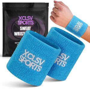 Cyan Terry Cloth Sweat-Wicking Sports Wrist Bands